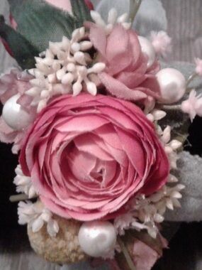 Delicate Pink Corsage Faux Floral Pearl Wrist Corsage Bracelet Final Sale